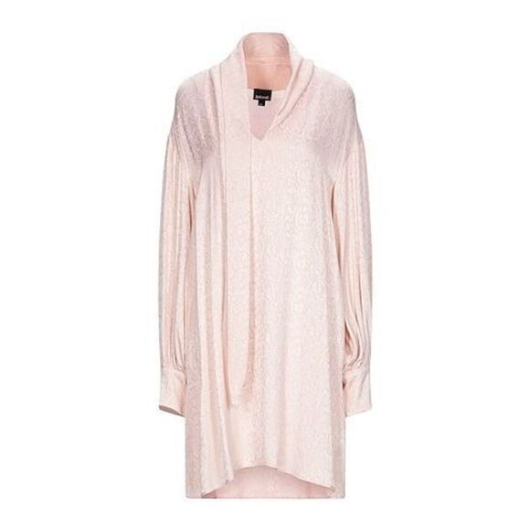 Just Cavalli NWT Long Sleeve Jacquard Crepe Dress in Light Pink Size IT 40/US 4 - Picture 1 of 11